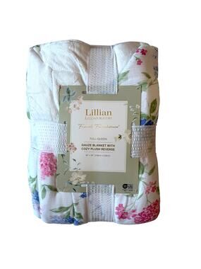 Lillian August French Farmhouse Full Queen Floral Reversible Gauze Blanket NEW